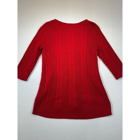 New York & Company Red Cable Knit Tunic Sweater Womens Long Sleeve - Picture 2 of 5